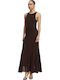Maxi Abend Hemdkleid Off-Shoulder mit Masche Herstellerfarbe Braun