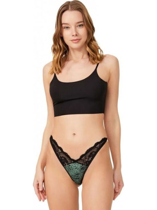 CottonHill Γυναικείο String με Δαντέλα Μαυρο
