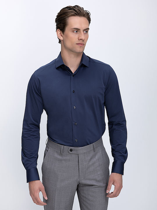 Long Sleeve Shirt in Regular Fit Dark Blue