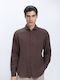 Long Sleeve Linen Shirt Brown