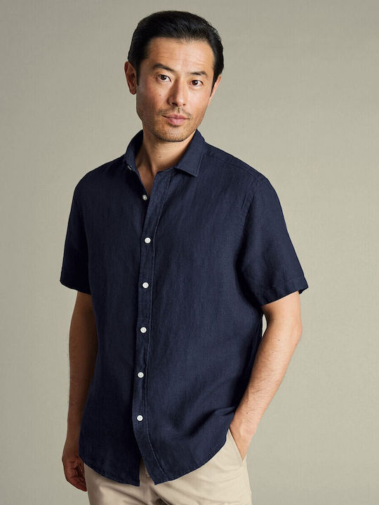 Charles Tyrwhitt Λινό Πουκάμισο Regular Fit Navy Μπλε