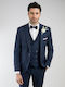 Men's Suit with Vest Blue