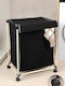 SteweHome Laundry Basket Fabric 85lt with Lid Black