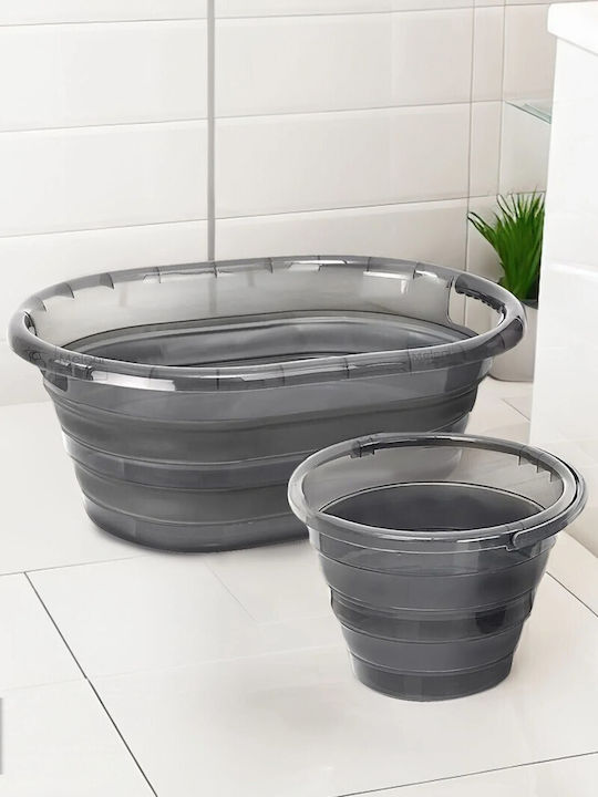 SteweHome SteweHome Wäschekorb Set Kunststoff Klappbar 25lt Grau