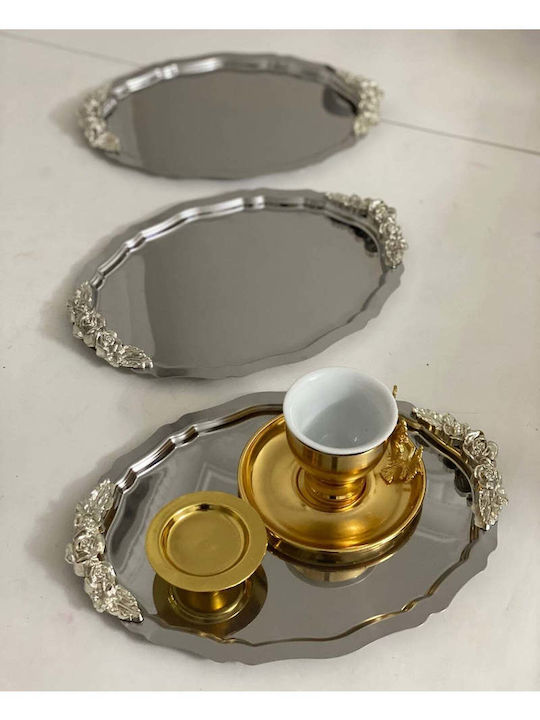 SteweHome Decorative Tray Metallic Oval 20x25cm 3 Pieces