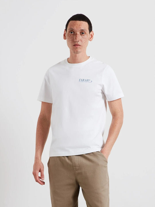Farah Мъжка Памучна Тениска С Щампа На Гърба Farah Бяла Памучна All Day Casual