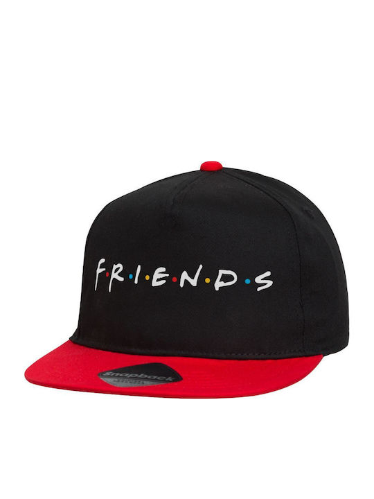 Friends Flat Snapback Cap Black Red 100% Cotton Unisex One Size