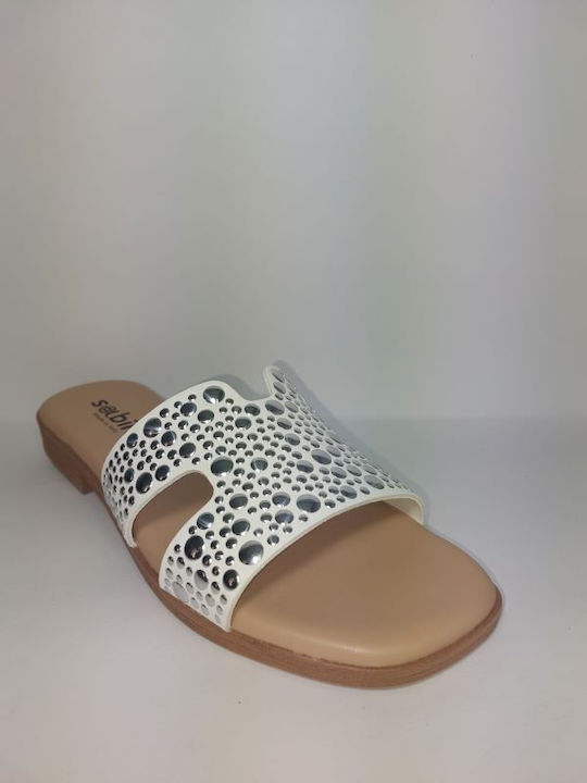 Sabino Damen Flache Sandalen Weiß