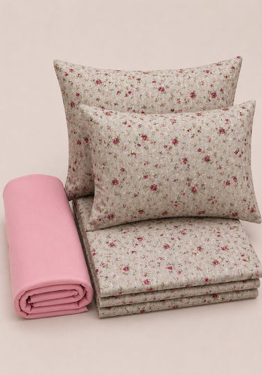 Comfort Bed Sheet Set With 1 Pillowcase King Size 270x220cm Pink 4 Pieces
