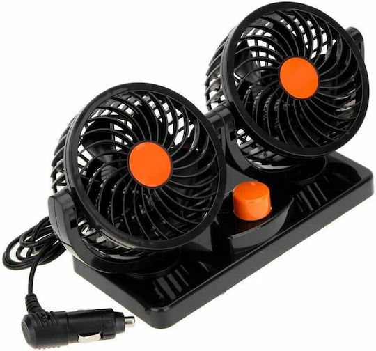 Dual Rotating Car Fan 24v Black-Orange