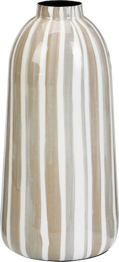 Decorative Metallic Striped Grey Vase 12x12xH25cm