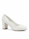 Pointed Toe Heels with Chunky Medium Heel White