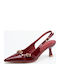 Pointed Toe Heels with Strap & Medium Heel Burgundy