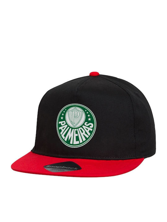 Palmeiras Flat Snapback Cap Black Red 100% Cotton Unisex One Size