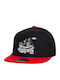 Mickey Steamboat Καπέλο Flat Snapback Μαύρο Κόκκινο 100% Βαμβακερο Unisex One Size