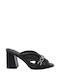 Leather Mules with Heel in Black Colour