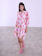 Celestino Women's Printed Caftan Shirt Pockets Loose Fit Fuchsia
