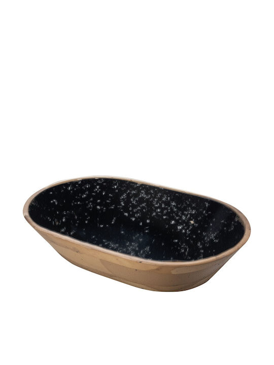 Mango Wood Bowl With Black Resin Interior Lining Oval 44x29.5x10cm Wcc4429z