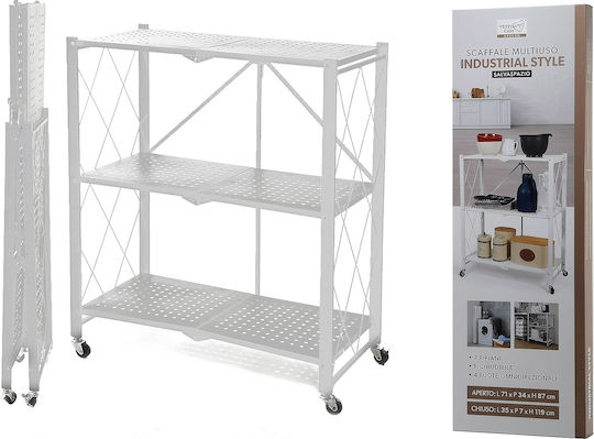 ArteLibre Τρόλεϊ Κουζίνας Μεταλλικό Λευκό 71x36x87cm