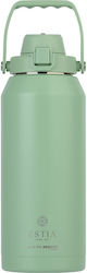 Estia Lift Bottle Save The Aegean Recyclable Stainless Steel Thermos Bottle BPA Free 1.8L Green with Handle Estia Lift Bottle Save The Aegean Recyclable Stainless Steel Thermos Bottle BPA Free 1.8L Green with Handle
