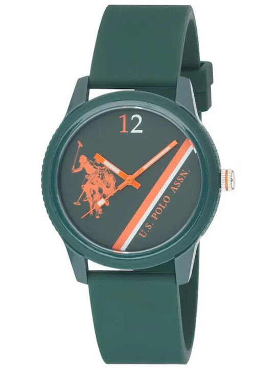 U.S. Polo Assn. Γυναικείο Ρολόι Μπαταρίας με Πράσινο Δερμάτινο Λουράκι