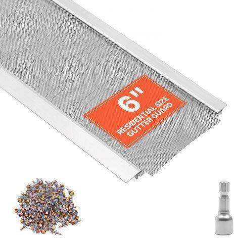 Vevor Gutter Gutter Aluminum Gutter Cover 152.4 Mm Stainless Steel Heavy Duty Micro Mesh Length 14.63 M Thickness 1.02 Mm Protective Sheet Pine Needle Debris Easy Diy Includes Screws 12 Pcs