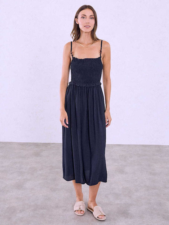 Celestino Women's Midi Dress Smocked Dark Blue