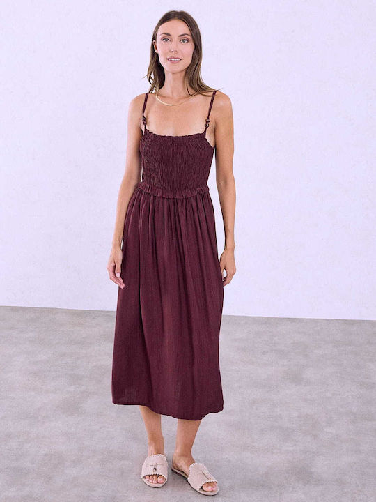 Celestino Women's Midi Dress Smocked Dark Purple