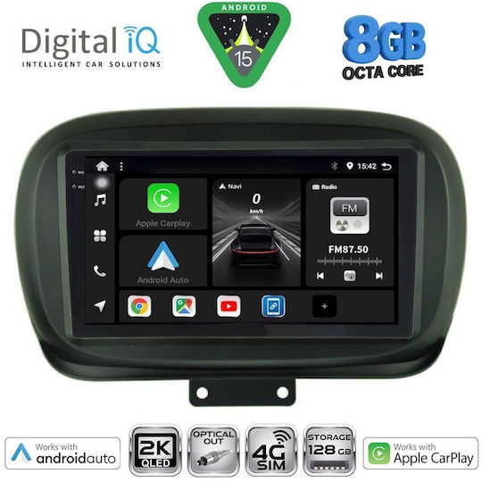 Digital IQ Car Audio System for Fiat 500X 2014 (Bluetooth/USB/WiFi/GPS/Apple CarPlay/Android Auto) with 9" Touch Screen