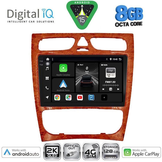 Digital IQ Ηχοσύστημα Αυτοκινήτου για Mercedes-Benz C Class 1999-2004 (Bluetooth/USB/WiFi/GPS/Apple-Carplay/Android-Auto) με Οθόνη Αφής 9"