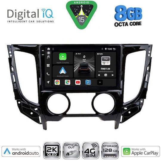 Digital IQ Car Audio System for Mitsubishi L200 2015-2019 with A/C Bluetooth USB WiFi GPS Apple CarPlay Android Auto with 9" Touch Screen