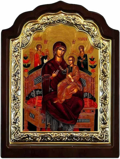 Panagia Pantanassa Silver Icon Wood Locally Gilded 33x25 Cm