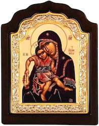 Panagia Axion Esti Silver Icon Wood Locally Gilded 20x16 Cm