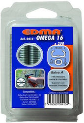 Galvanized Staples A 250 Pieces Omega Size 16 Mm Edma 041501