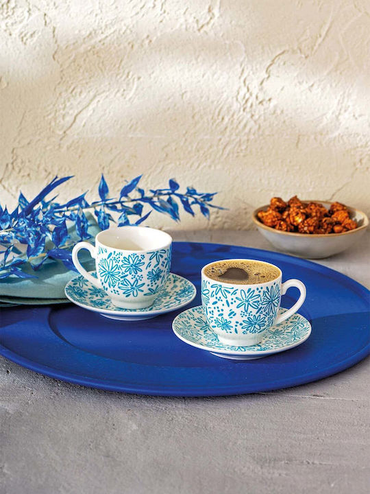 SteweHome Set Coffee Cups Made of Blue Porcelain 90ml 2 Pieces