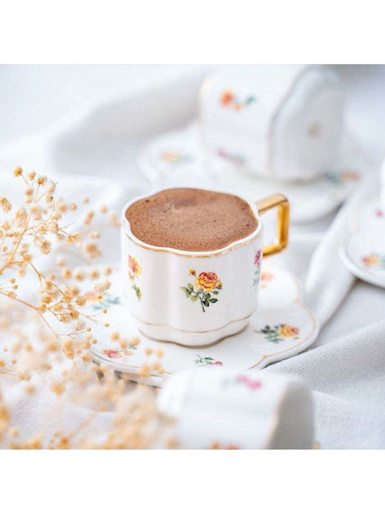 SteweHome Set Of Brown Coffee Cups Made Of Brown Porcelain 80ml 2 Pieces