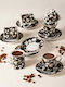 SteweHome Set Of Black Porcelain Coffee Cups 100ml 6 Pieces