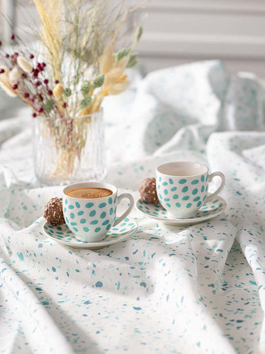 SteweHome Set Of Green Porcelain Coffee Cups 90ml 2 Pieces
