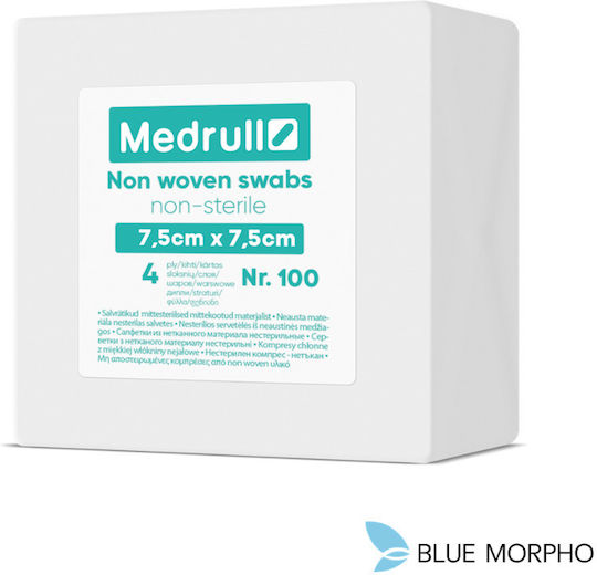 Medrull Non – Sterile Non Woven 4ply 100 Swabs 7.5cmx7.5cm