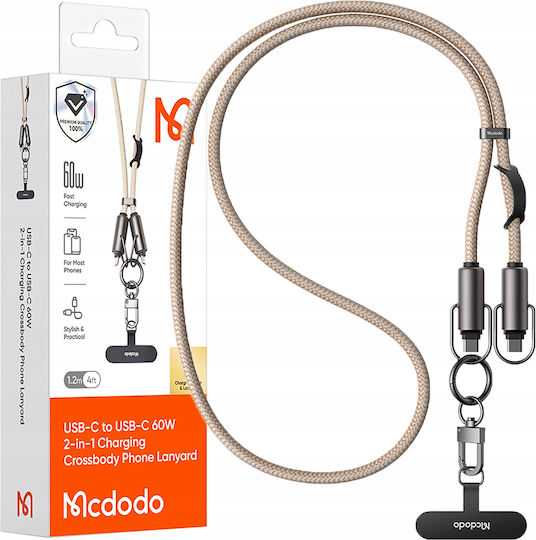 Mcdodo Phone Lanyard Neck Crossbody Insert Beige Usb-c Cable 60w