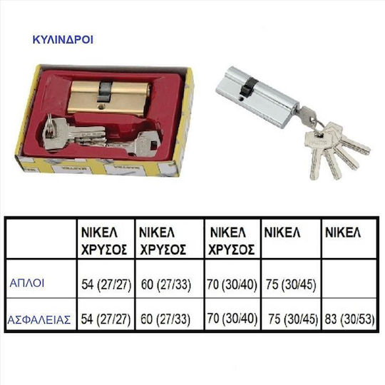 Import Hellas Security Lock Cylinder Gold