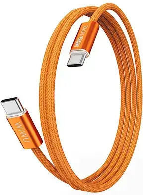 Wiwu Braided USB 2.0 Cable USB-C Male - USB-C 240W Orange 1.5m