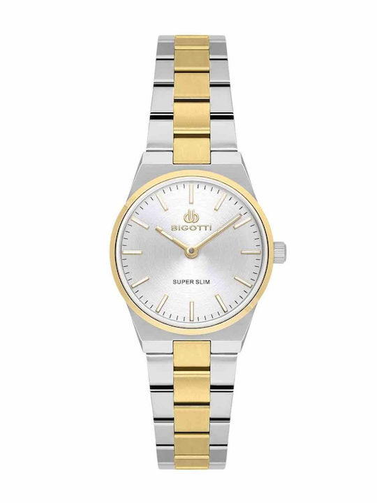 Bigotti Milano Herrenuhr Batterie mit Gold Metall-Armband