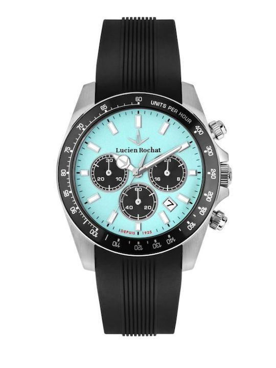 Men's Watch 41mm Battery with Rubber Strap Aqua/Black