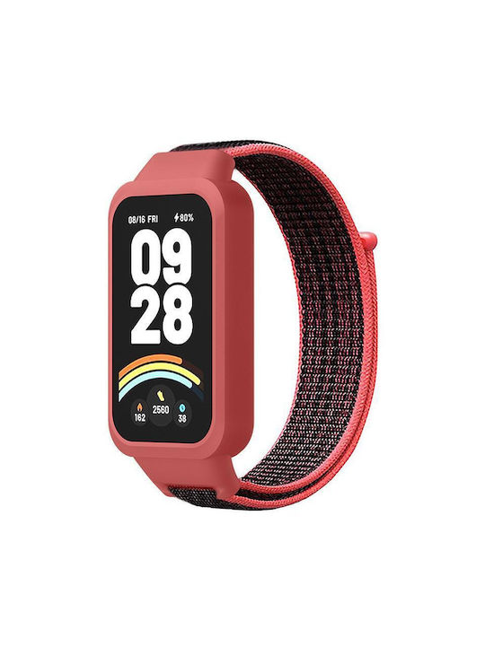 Λουράκι Xiaomi Smart Band 9 Active Redmi Band 3 Nylon Πλαστικό Κάλυμμα Red