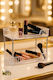 Stewehome Makeup Organizer Two Levels Jewelry Box Cosmetics Storage Box Bathroom Makeup Shelf White 30x17x27 Cm