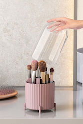 Stewehome Cosmetics Organizer Transparent Lid Makeup Brush Zebra Pink