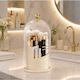 Stewehome Makeup Organizer Lid Rotating Base 360 Degrees Brushes Lipsticks Cosmetics Beige 27 Cm