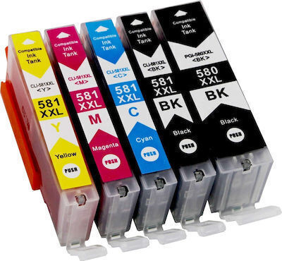 Atlas Compatible Inkjet Printer Cartridges Pack Canon Canon 580xxl/581xxl 28ml Multiple (Color) 5 Pieces