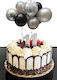 Ballon Topper Silber Schwarz Silber Konfetti